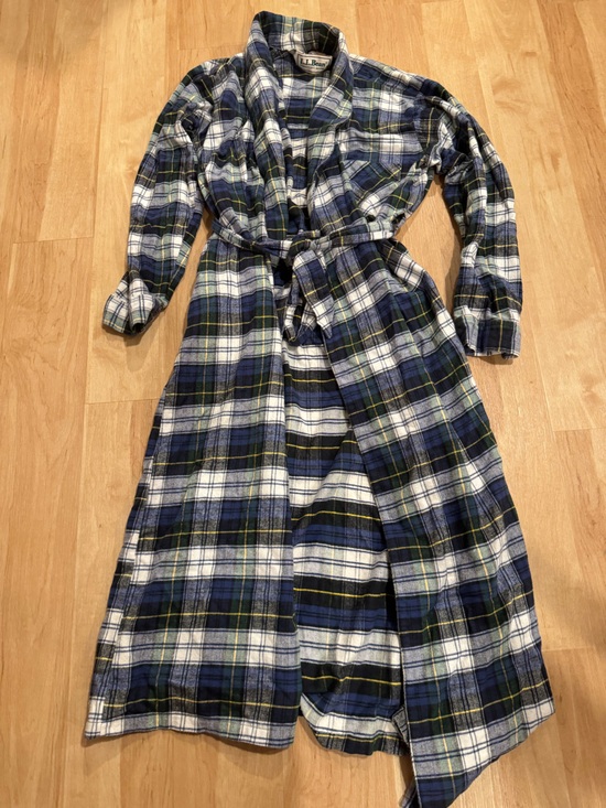 L.L. Bean Other - 90s L.L. Bean Classic Plaid 100% Cotton Flannel Robe Men's Size Large